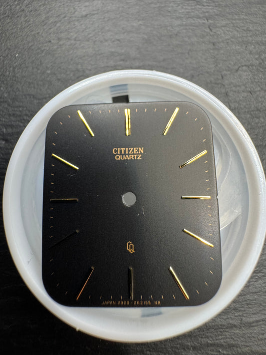 Citizen Original Dial 2820-262155 "Citizen Quartz" (rectangular, matte black/gold, applied indices) - NOS