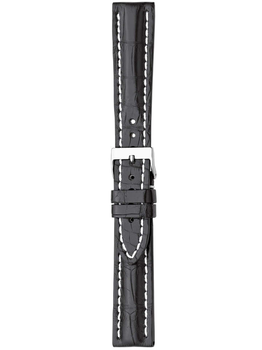 Herzog Alligator Chrono Lederarmband Schwarz