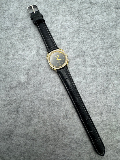 Rogatis Quartz – Two-Tone Case with Black Dial – Japanese Ladies' Watch with New Leather Strap