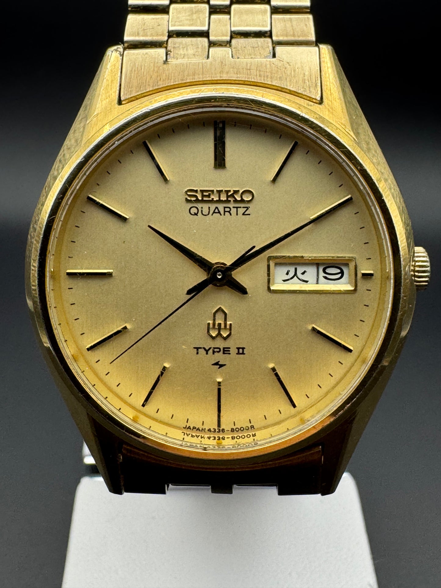 Seiko Type II Quartz 4336-8000 (Oktober 1977), goldfarben, guter Originalzustand