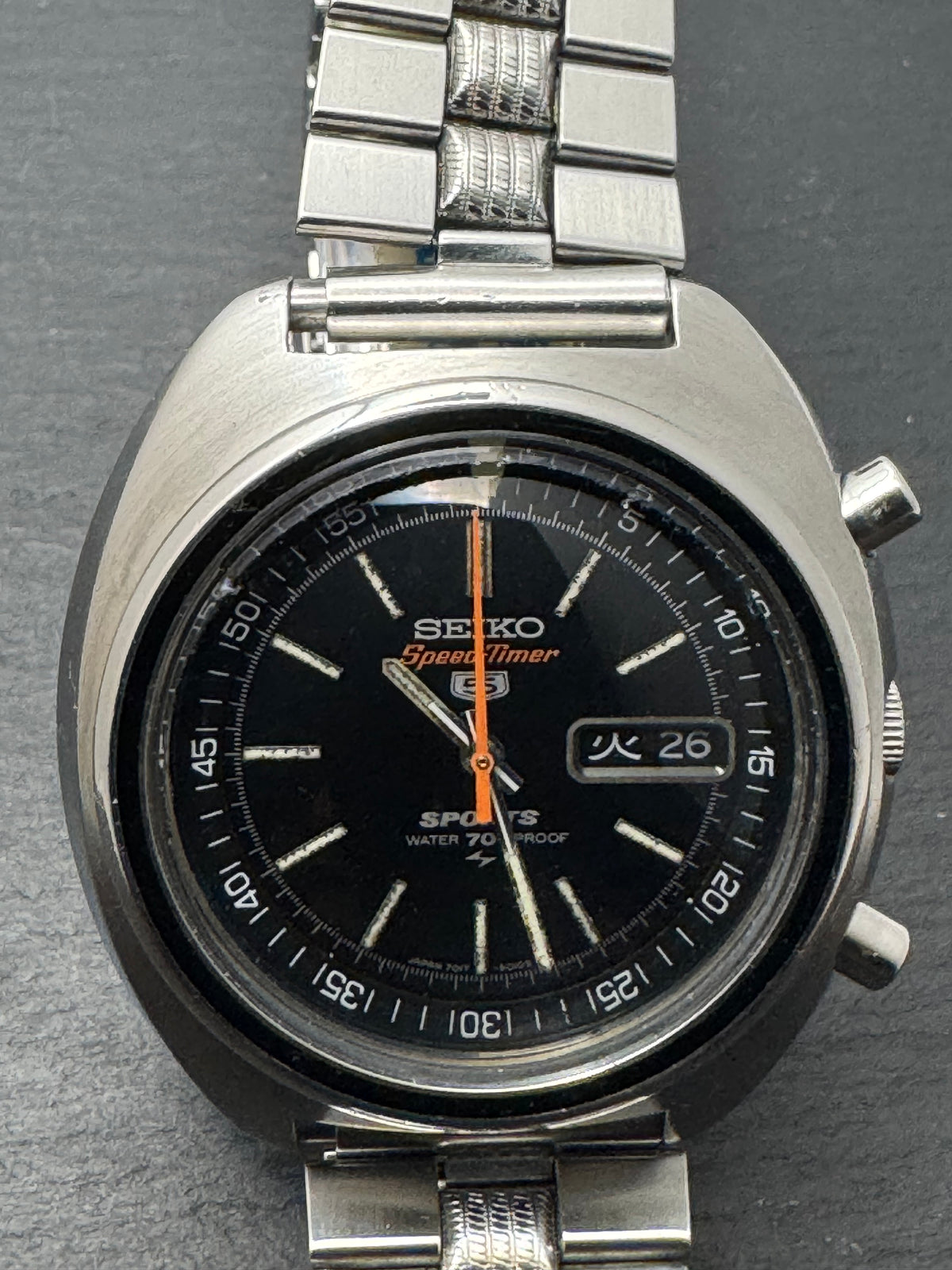Seiko 5 Sports JDM Speed-Timer 7017-6010 – Caliber 7017, flyback chronograph with inner bezel, Daini Seikosha – February 1971 – freshly serviced