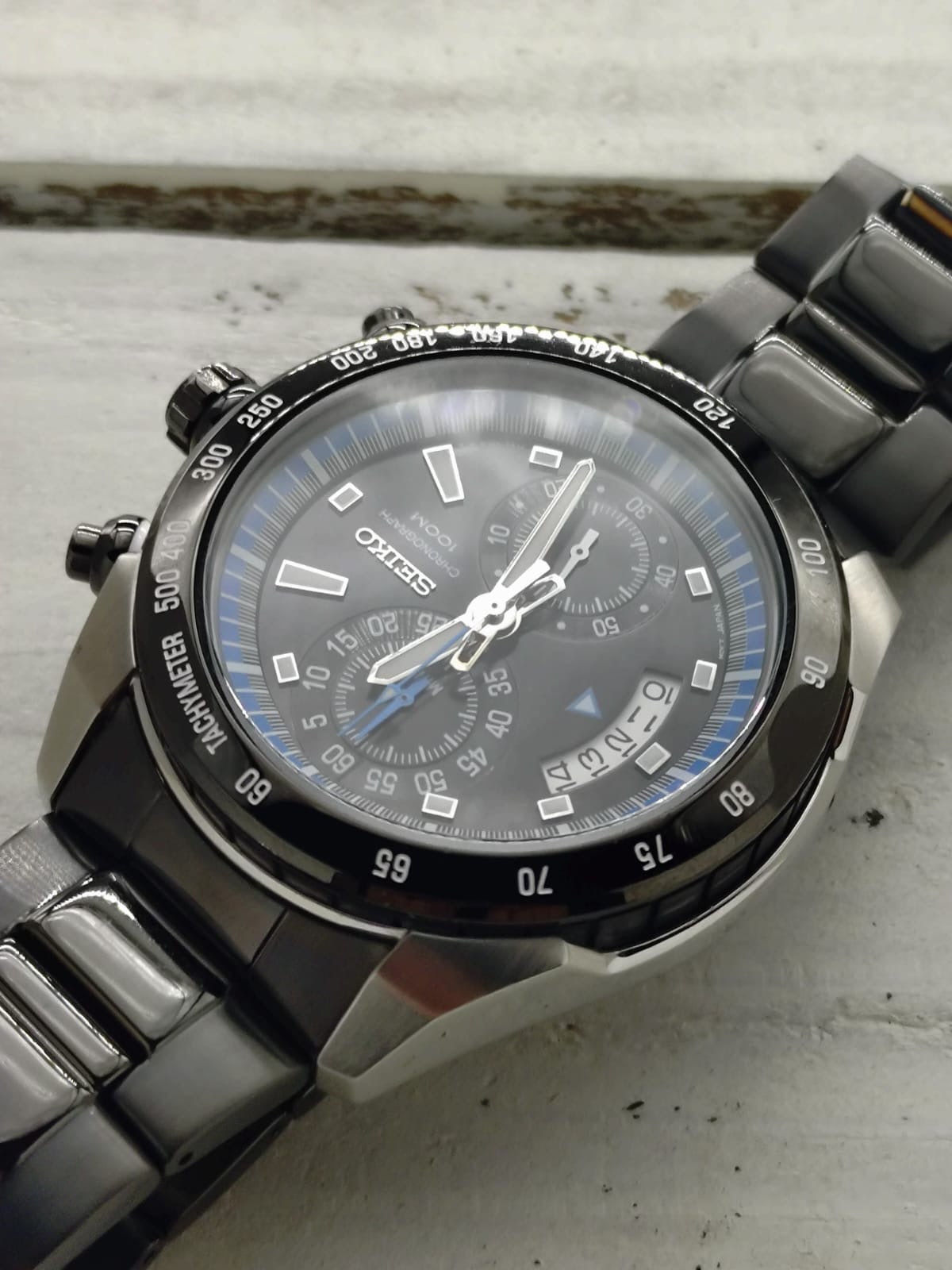 Seiko Chronograph 7T94-0AY0 – Quarz, Tachymeter, 100 m – 43,5 mm – März 2008