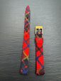 maruman - Vintage NOS Tartan Look Textile Strap (Red/Black/Blue/Yellow), Nylon Weave, 11 mm, Signed maruman Clasp, With Box (Japan)