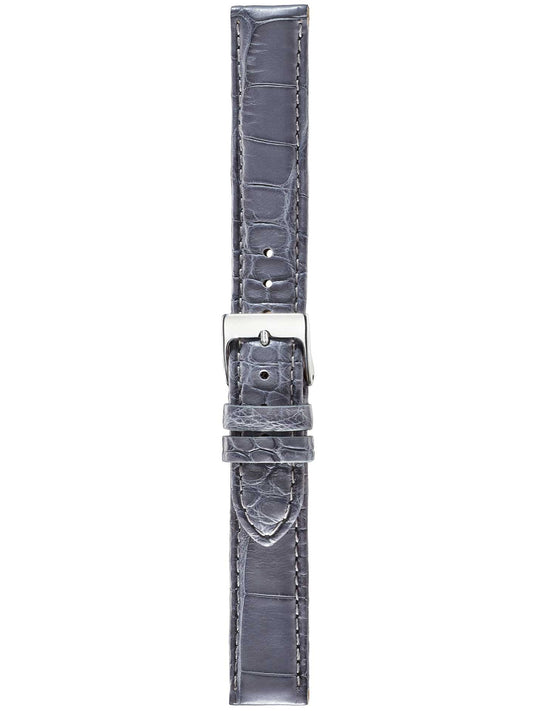 Herzog Echt Alligator Lederarmband Grau
