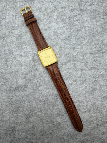 Seiko Quartz 9021-5340 – December 1985 – square, gold-colored – only 5.3 mm high – freshly serviced