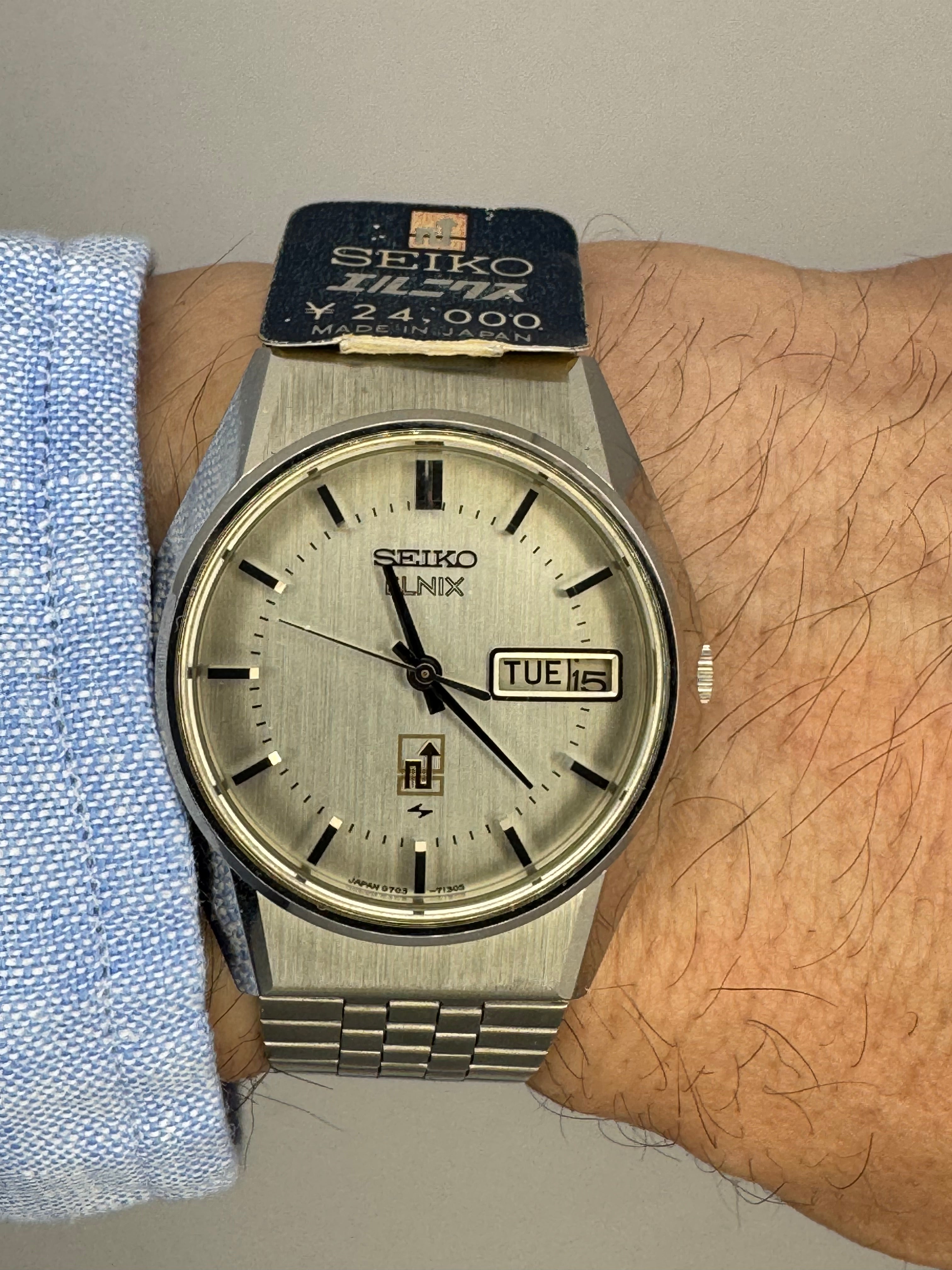 Seiko ELNIX Ref. 0703-7110 · Silver Sunburst Dial · May 1975 · JDM