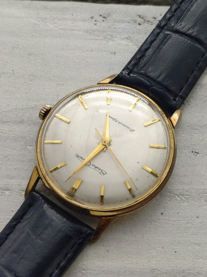 Seiko Crown « Diashock 21 Jewels » – Réf. J15003E – Calibre 560, remontage manuel – boîtier plaqué or, début des années 1960 – fraîchement révisée
