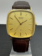 Ricoh Quartz Vintage Dress Watch Ref. 26283-4 – vergoldete rechteckige Japan-Dresswatch mit Originalbox, späte 1980er