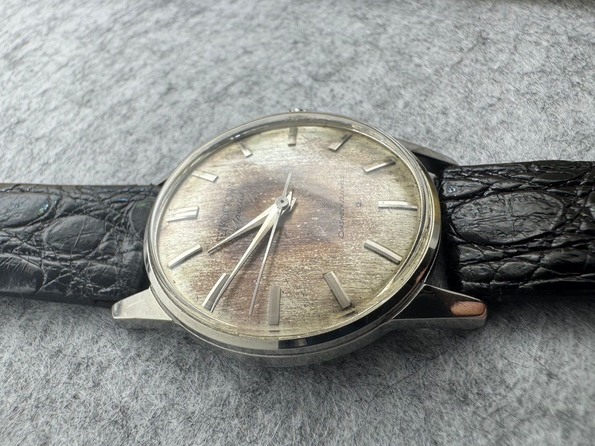 Seiko Crown Special J14100 – Cadran Tropical – Cal. 341, 23 rubis – fraîchement révisée d'une collection d'horloger japonais