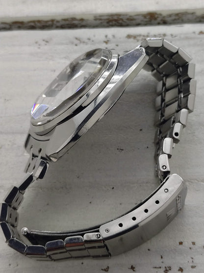 Seiko Lord Matic 5606-7230 – Calibre 5606, 25 rubis, Suwa Seikosha – cadran bleu, verre à neuf facettes, bracelet en acier d'origine – août 1972 – révisée récemment