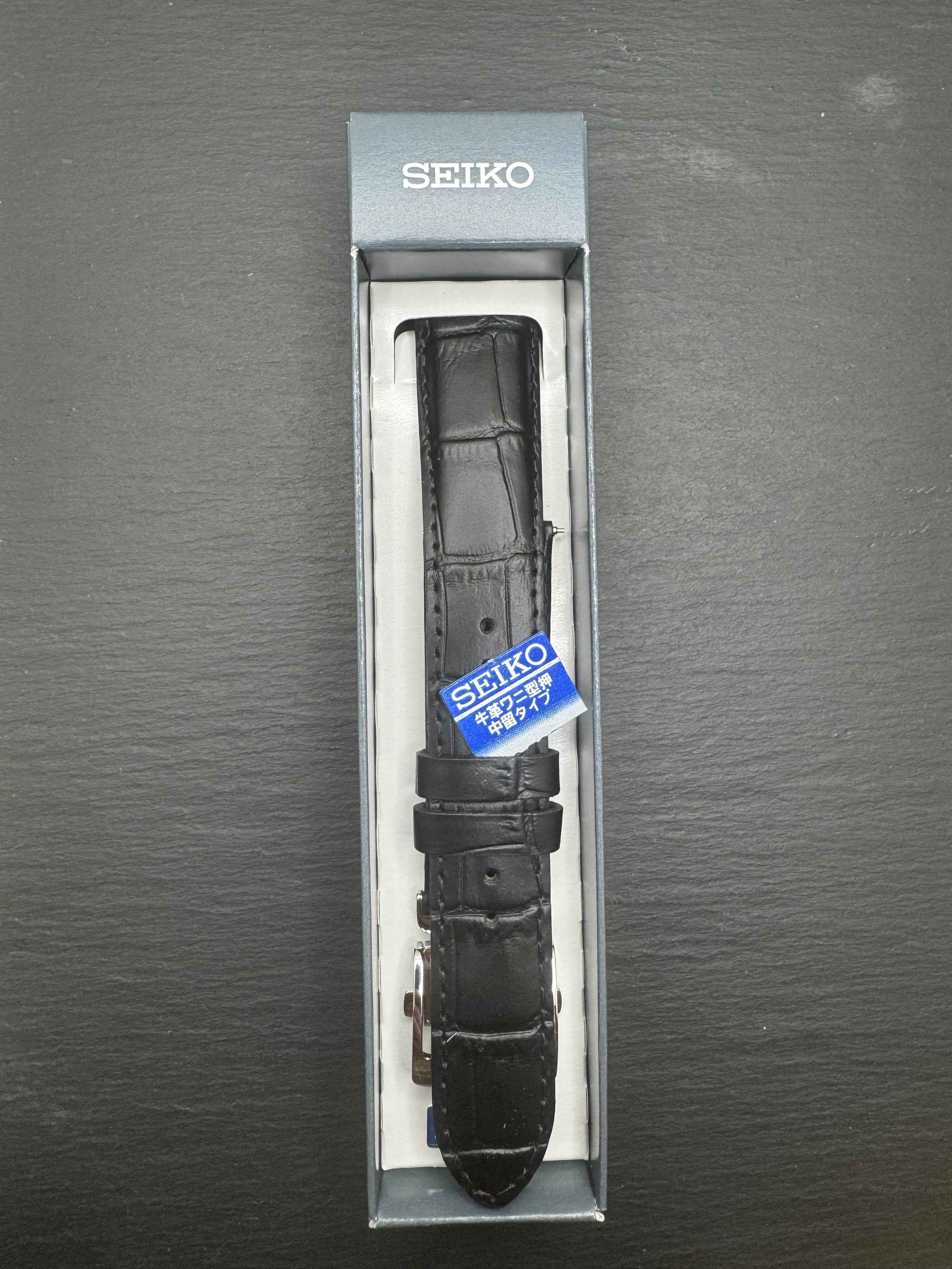 Original Seiko leather strap RS05C20BK (20-18) – folding clasp