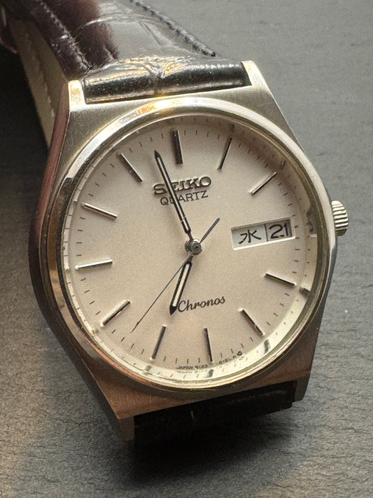 Seiko Chronos Quartz 8123-6130 (Juni 1976) – frühe japanische Quarzklassik in eleganter Linienführung