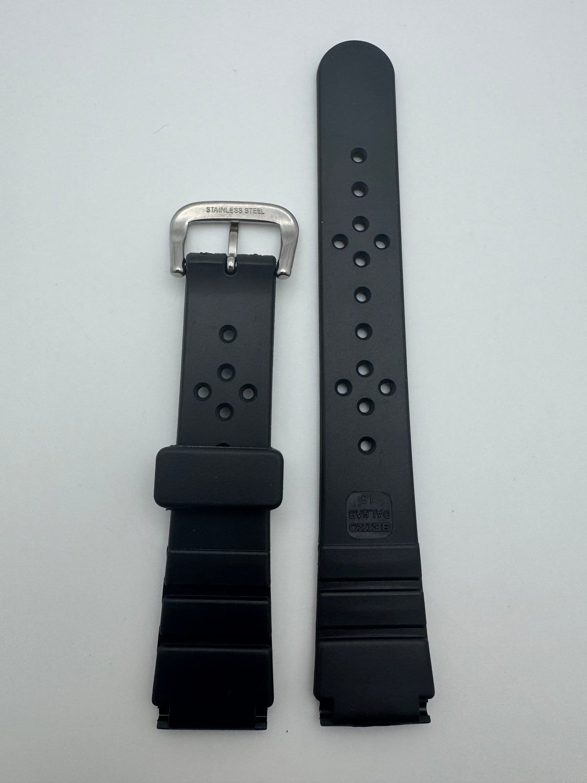 Original Seiko Diver Watch Strap DAL5 (18–16 mm) – black, without spring bars (JDM)