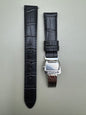 Original Seiko leather strap RS05C18BK (18–16 mm) with folding clasp – Black