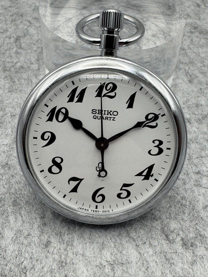 Seiko Quarz Eisenbahner Taschenuhr (1982) – Ref. 7550-0010