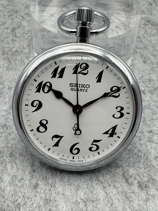 Seiko Quarz Eisenbahner Taschenuhr (1982) – Ref. 7550-0010