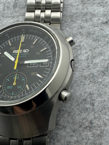 Seiko Automatic Chronograph - Cal. 6139 - Black Dial - Arabic/English Day-Date - Vintage 1970s