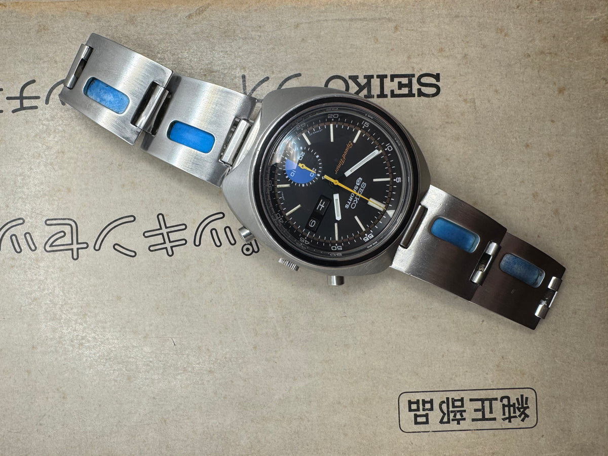 Seiko 5 Sports JDM Speed-Timer 6139-7020 – Caliber 6139, 21 jewels, Suwa Seikosha – Inner bezel, blue regatta counter – May 1971 – freshly serviced