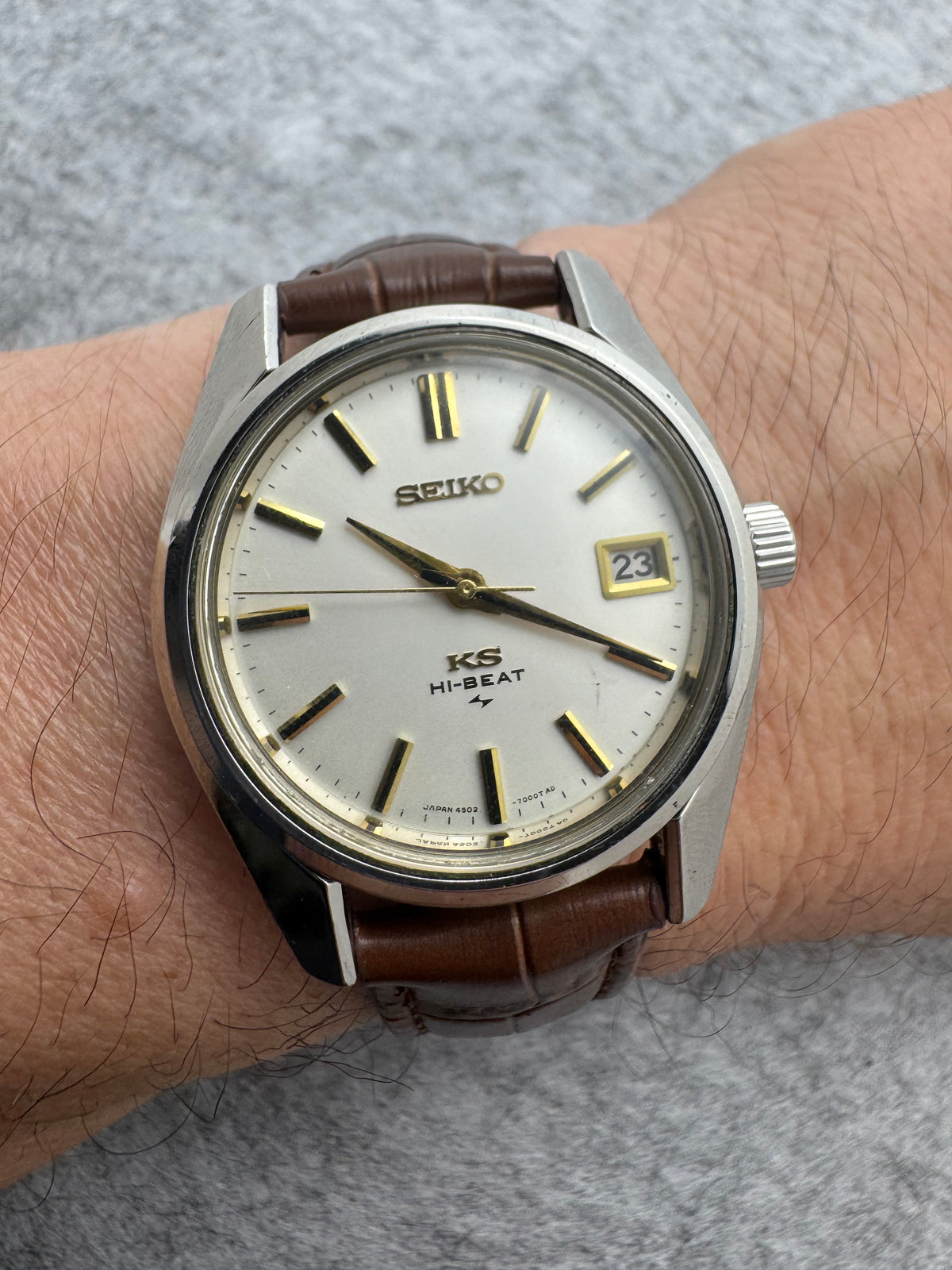 King Seiko Hi-Beat Ref. 4502-7000 – July 1969 – Daini Seikosha – with caseback medallion – serviced