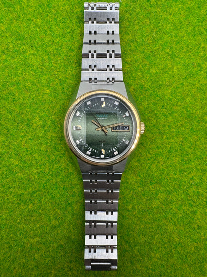 King Seiko VANAC (Juli 1973) – grünes Textur-Zifferblatt, Ref. 5626-7230T, Original-Stahlband