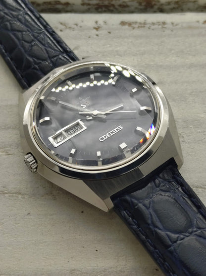 Grand Seiko 61GS Hi-Beat – Ref. 6146-8050 – Caliber 6146A, 36,000 vph, Suwa Seikosha – blue-grey dial, faceted crystal – May 1972 – freshly serviced