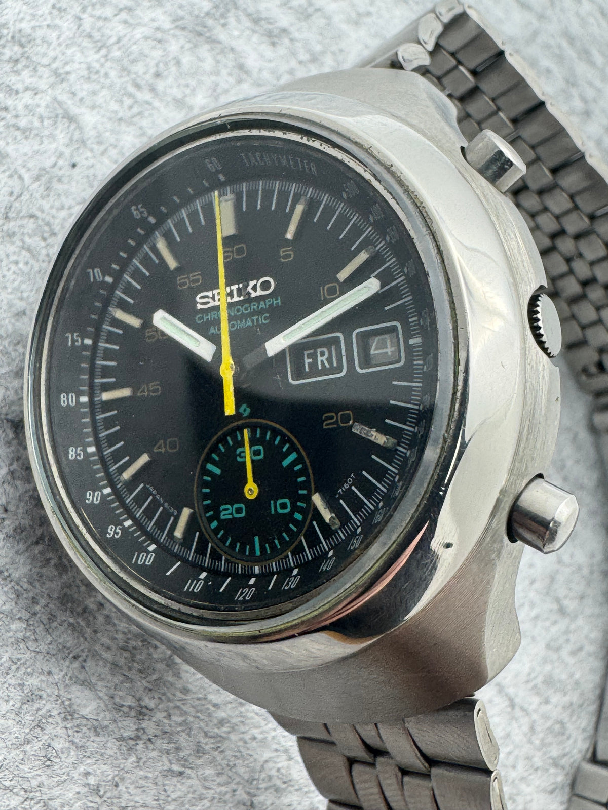 Seiko Automatic Chronograph - Cal. 6139 - Black Dial - Arabic/English Day-Date - Vintage 1970s