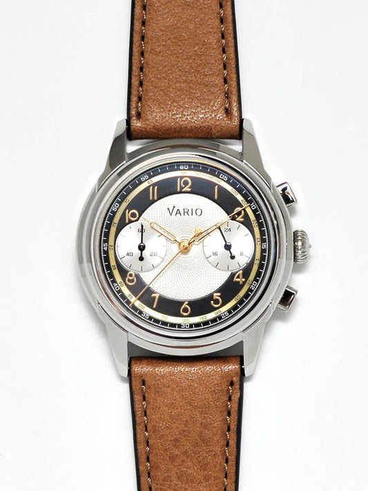 Vario Empire - White Tuxedo Gold Tachymètre Chronograph Watch