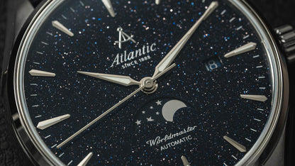 Atlantic Worldmaster Nightsky Moonphase – Blaues Aventurin-Zifferblatt | Leder (42 mm)