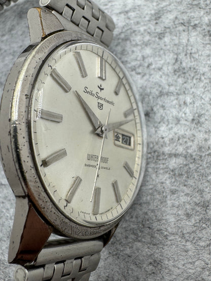 Seiko Sportsmatic 5 – Diashock 21 Jewels, Tag/Datum – originales Stahlarmband – revidiert mit Beleg