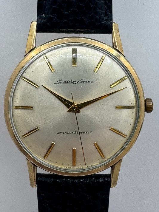 Seiko Liner « Diashock 23 Jewels » – Réf. 15010E – Calibre 3140, remontage manuel – Boîtier en plaqué or, début des années 1960 – fraîchement révisée