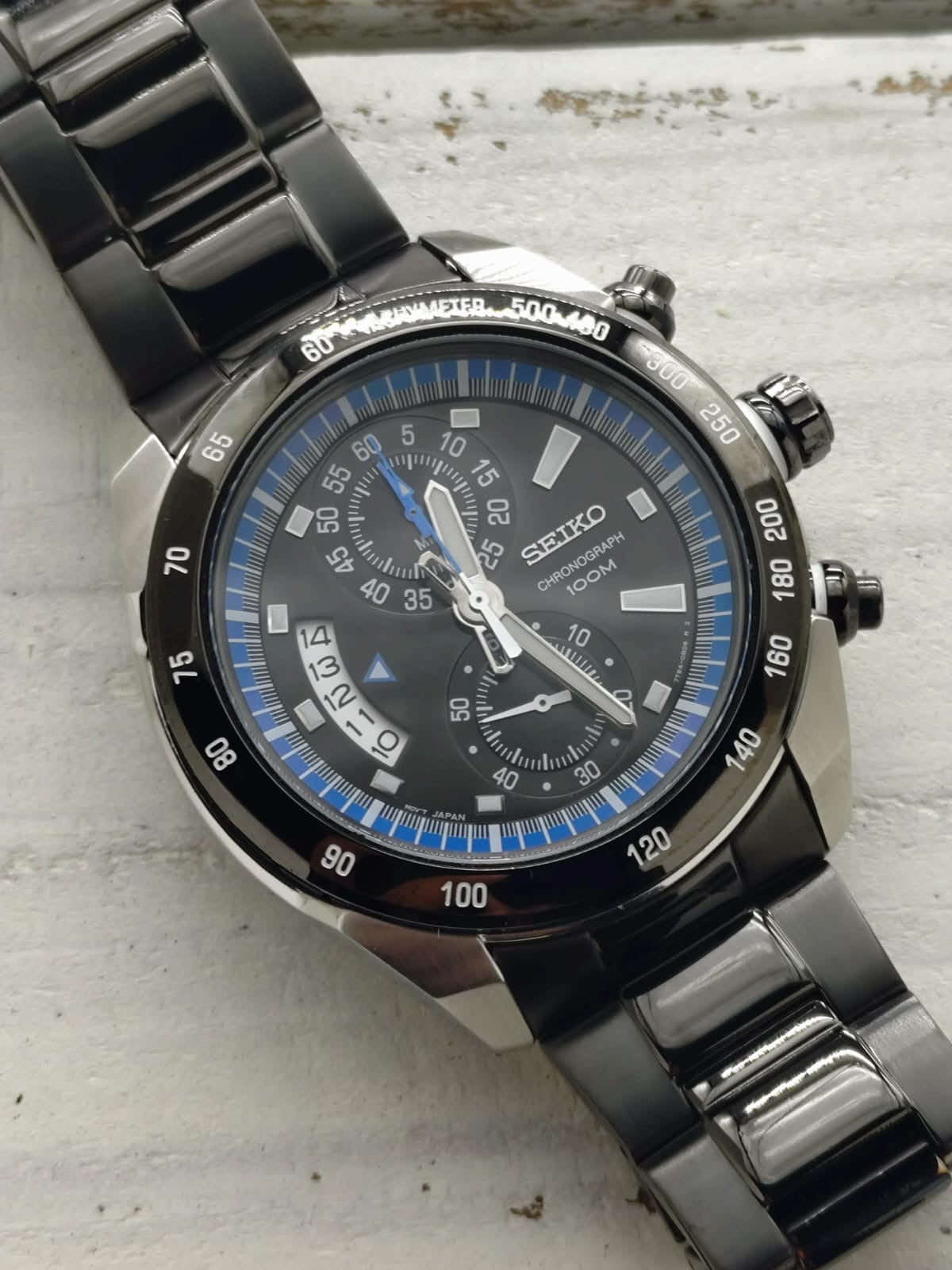 Seiko Chronograph 7T94-0AY0 – Quarz, Tachymeter, 100 m – 43,5 mm – März 2008