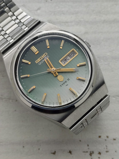 Seiko Quartz Type II – Réf. 4623-8030 – Calibre 4623, Daini Seikosha – cadran dégradé vert – janvier 1977
