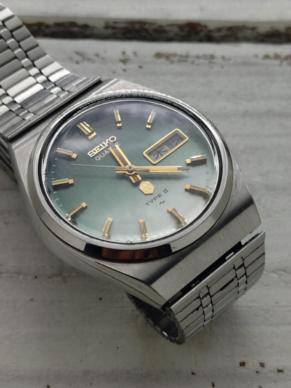 Seiko Quartz Type II – Réf. 4623-8030 – Calibre 4623, Daini Seikosha – cadran dégradé vert – janvier 1977