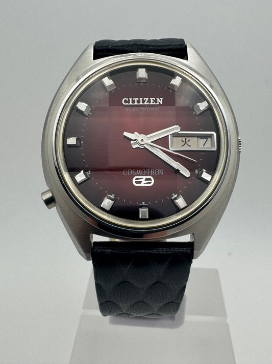 Citizen Cosmotron Electronic 7803-790553 – Burgundy Dial – April 1975 - freshly serviced