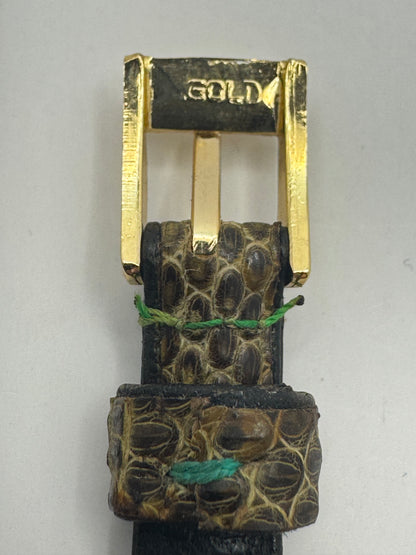 Vintage NOS Lizard Watch Strap in Honey Brown, 9 mm – also suitable for fixed spring bars (clip closure), with box (Japan)