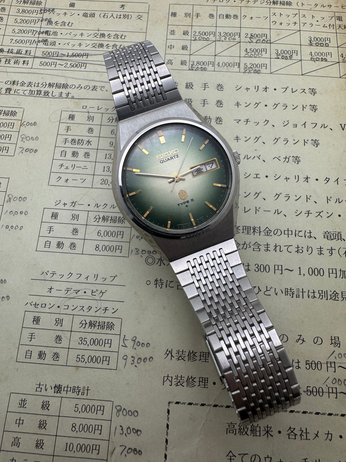 Seiko Type II Quarz Réf. 0903-8120 – Cadran vert – Novembre 1976 – révisée