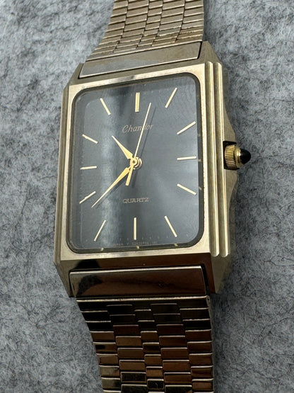 Orient Chandor Quartz - rectangular case, black dial - gold-plated stainless steel