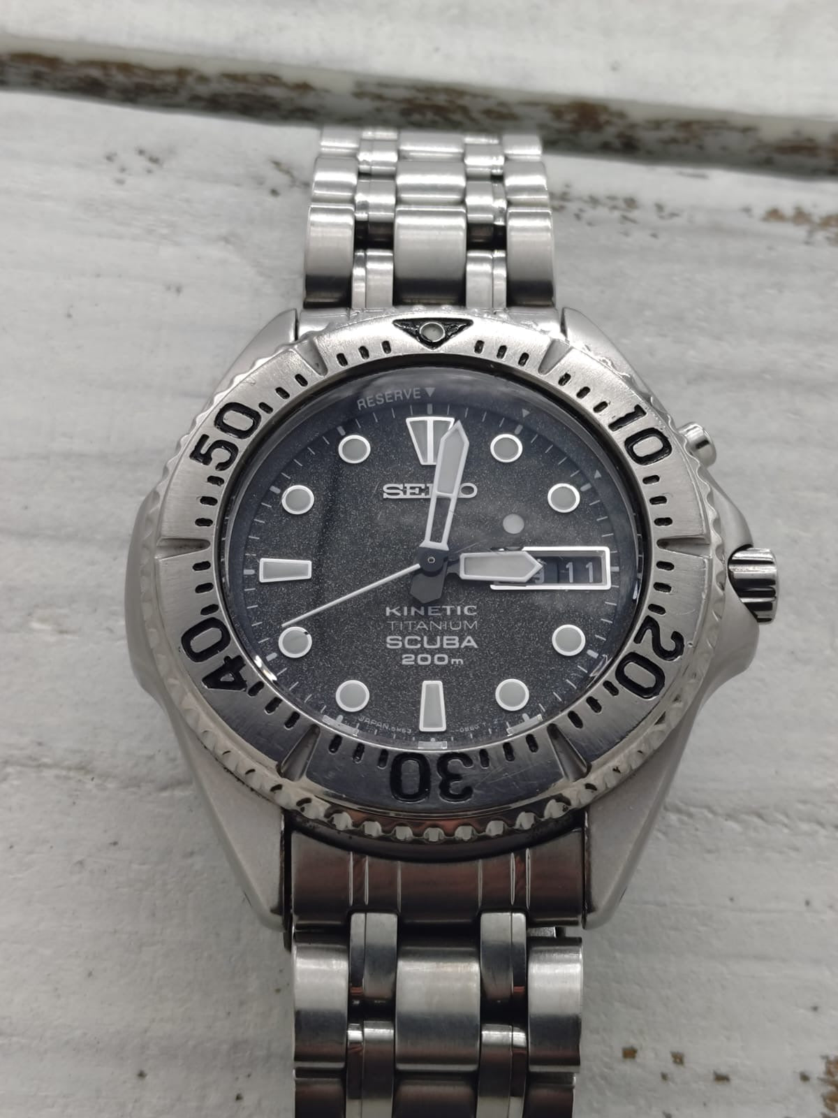 Seiko Kinetic Titanium Scuba 200 m – Ref. 5M63-0B40 – Caliber 5M63, titanium, diver's bezel – June 2006