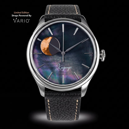 WANCHER Dream Moonphase Kaguya SUIGETSU Tsukimi – Limited Edition mit Vario-Lederband, Frontansicht