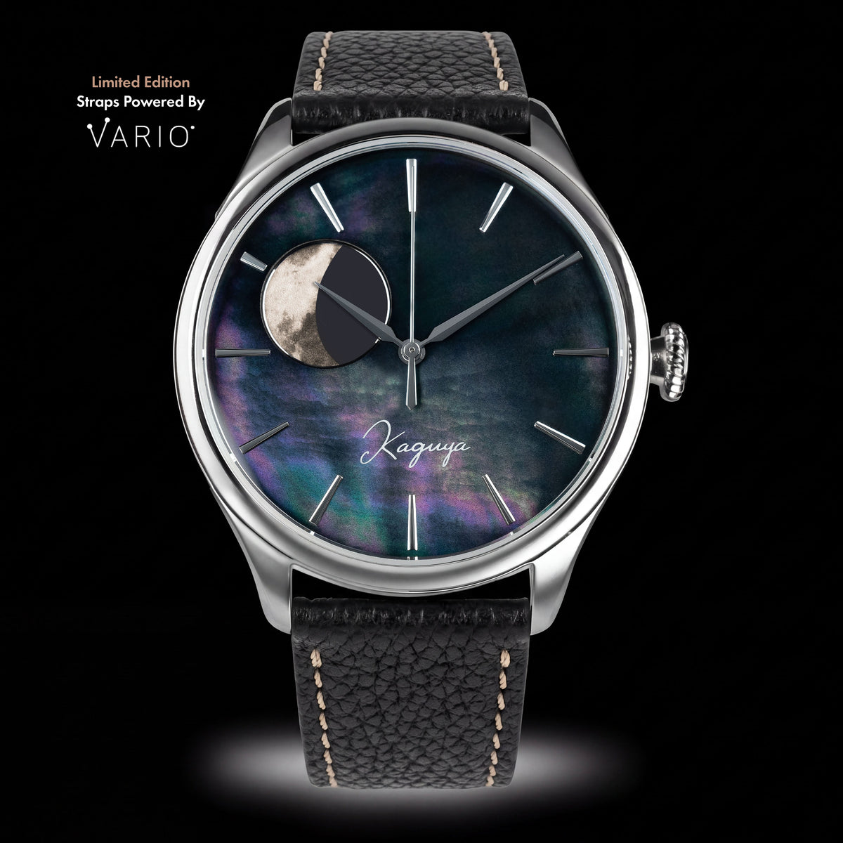 WANCHER Dream Moonphase Kaguya SUIGETSU – Limited Edition mit Vario-Lederband, Frontansicht