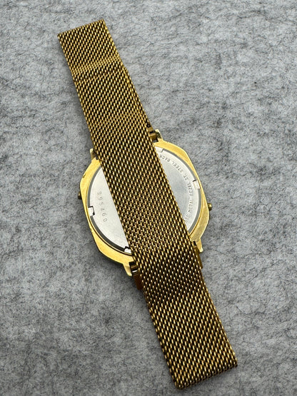 ALBA Quartz Y723-5000 – September 1989 – gold-plated digital watch with Milanese bracelet – serviced