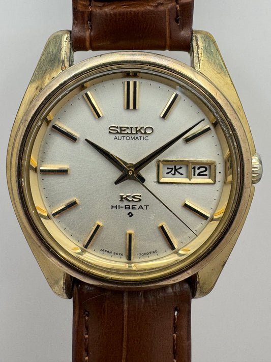 King Seiko Hi-Beat 5626-7000 – Calibre 5626A, Suwa Seikosha – boîtier plaqué or avec médaillon en or – janvier 1969 – récemment révisée
