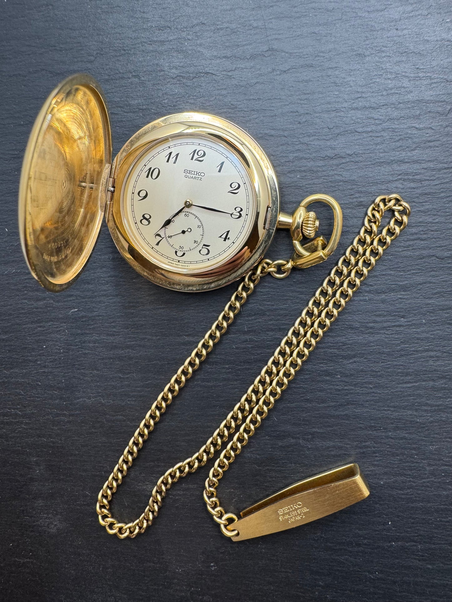 Seiko Taschenuhr 7N07-001A – „Prime Minister Gift“ – Japan (April 1994) – Quarz – mit Kette