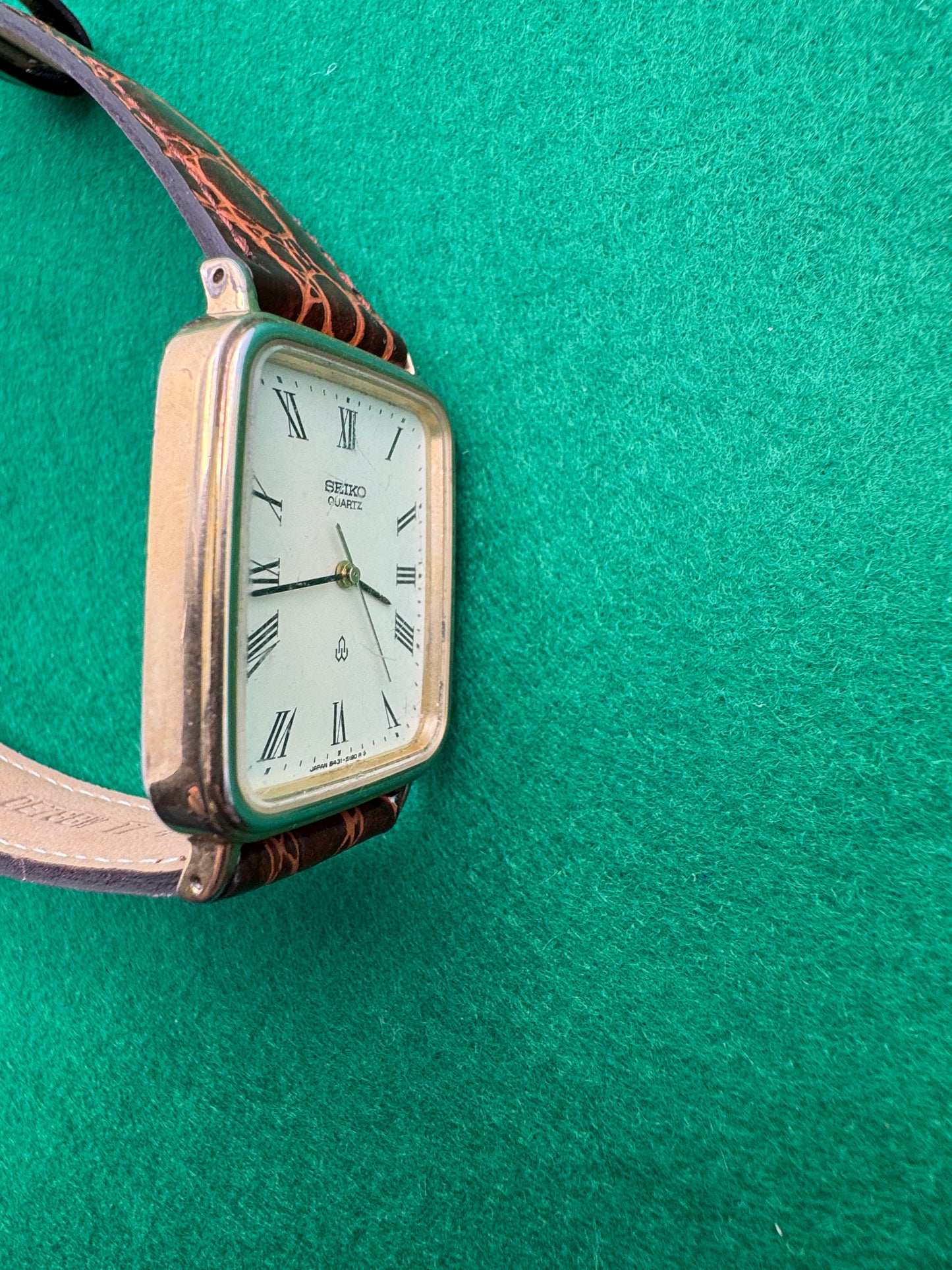 Seiko Quarz 6431-5090 – Rechteckige Dresswatch der frühen 1980er Jahre (Januar 1981)