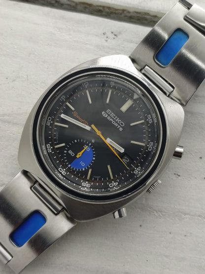 Seiko 5 Sports JDM Speed-Timer 6139-7020 – Caliber 6139, 21 jewels, Suwa Seikosha – Inner bezel, blue regatta counter – May 1971 – freshly serviced