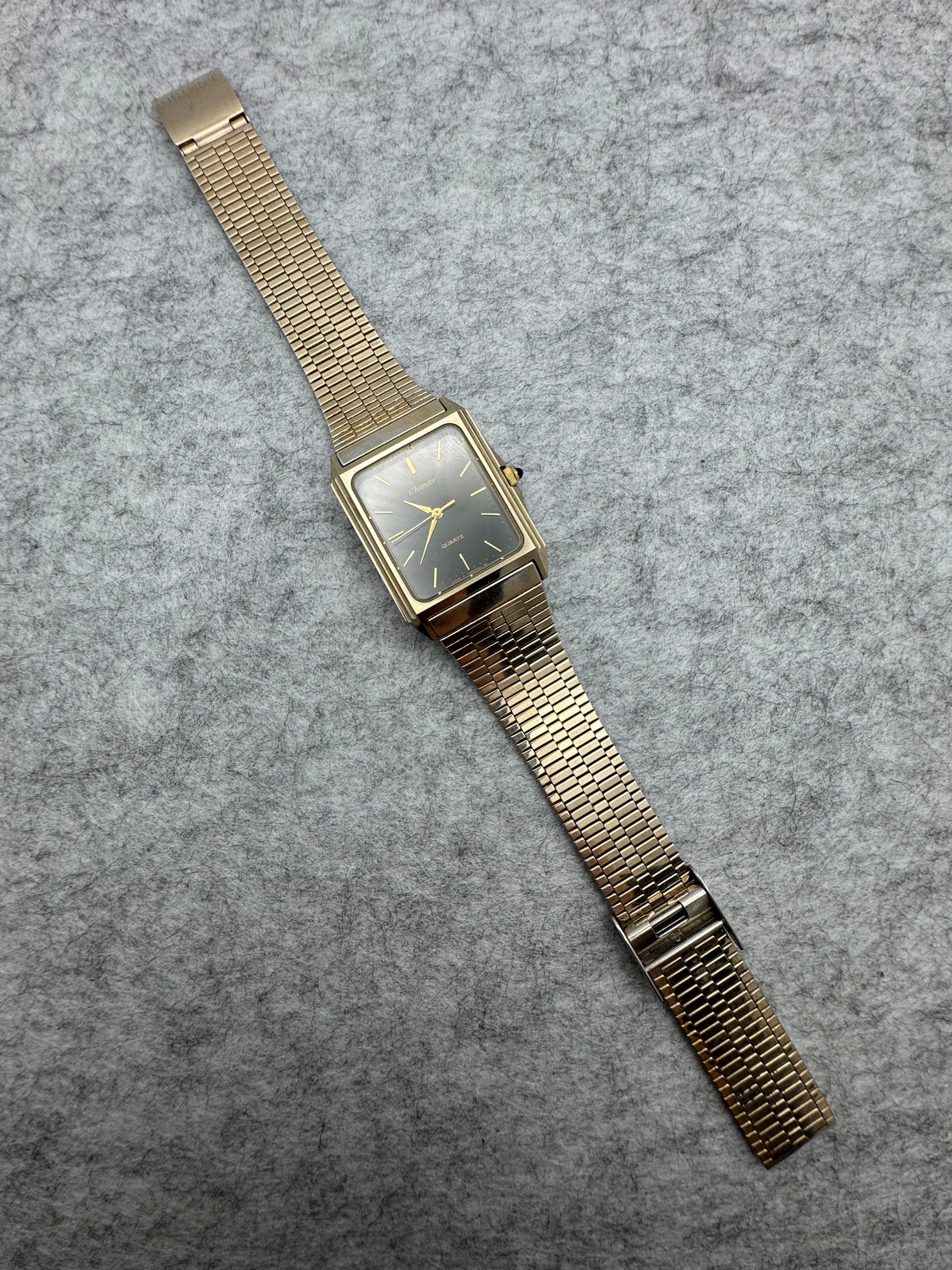 Orient Chandor Quartz - rectangular case, black dial - gold-plated stainless steel