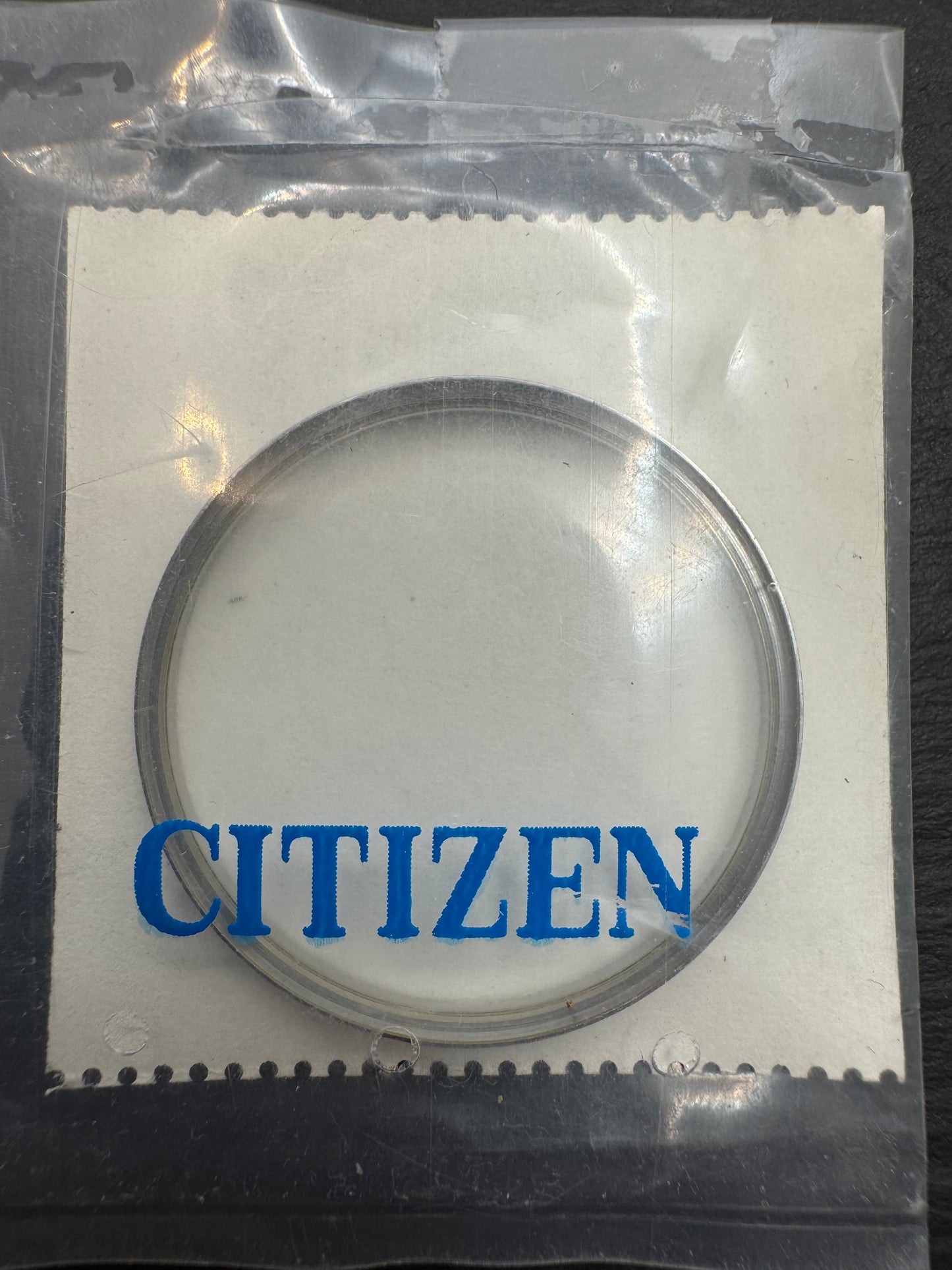 Citizen Uhrglas 54-60071 – Ø ca. 30,7 mm (inkl. Spannring) – Crystal Glass mit Silberring – Vintage Watch Glass – NOS