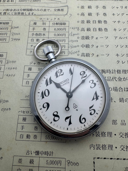 Seiko Quartz 7550-0010 – JNR Eisenbahner-Taschenuhr „仙鉄“ – Shōwa 56 / 1981 – Sendai Railway Administration