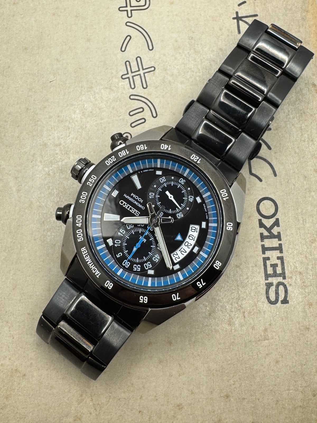 Seiko Chronograph 7T94-0AY0 – Quarz, Tachymeter, 100 m – 43,5 mm – März 2008