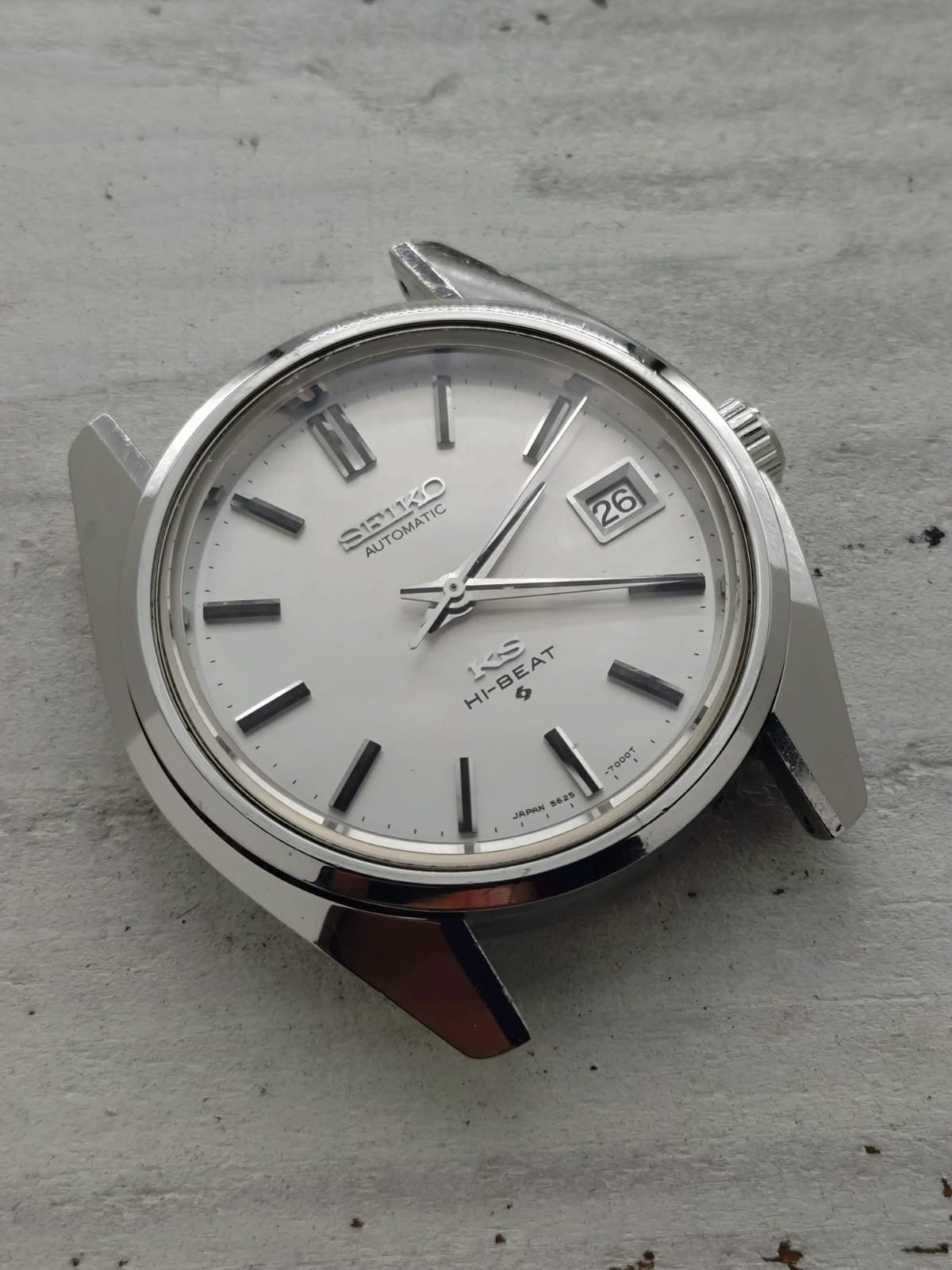 King Seiko Hi-Beat 5625-7000 – Caliber 5625A, Suwa Seikosha – Stainless steel, date only – March 1971 – freshly serviced
